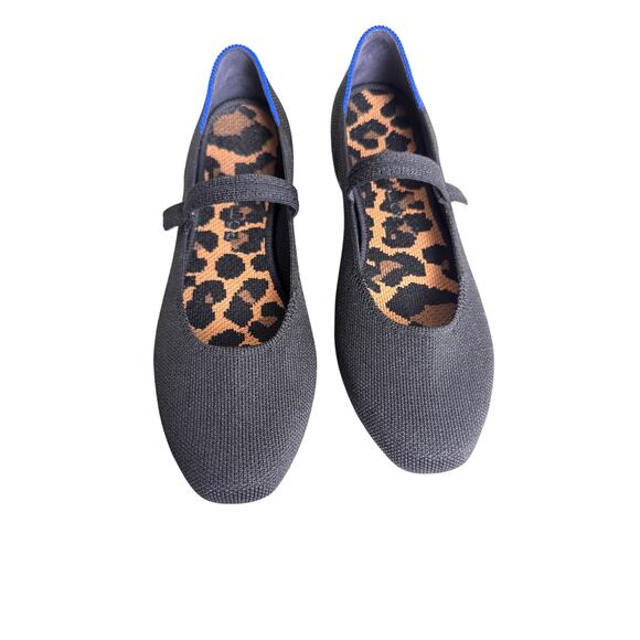 Rothy's Shoes - Rothy's The Square Mary Jane flats black & leopard cushioned insole washable 9